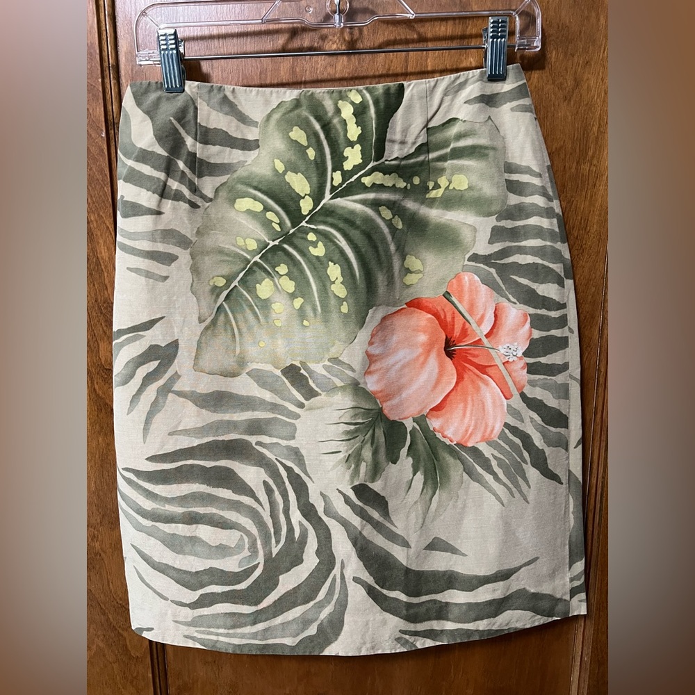 Talbot’s tropical silk-linen skirt.
